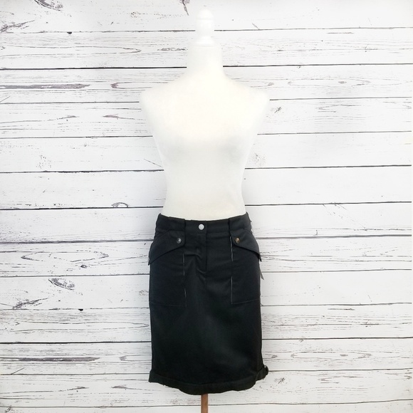 Reyes black cargo pocket utility pencil skirt women's size 2 New With Tags - Picture 2 of 9